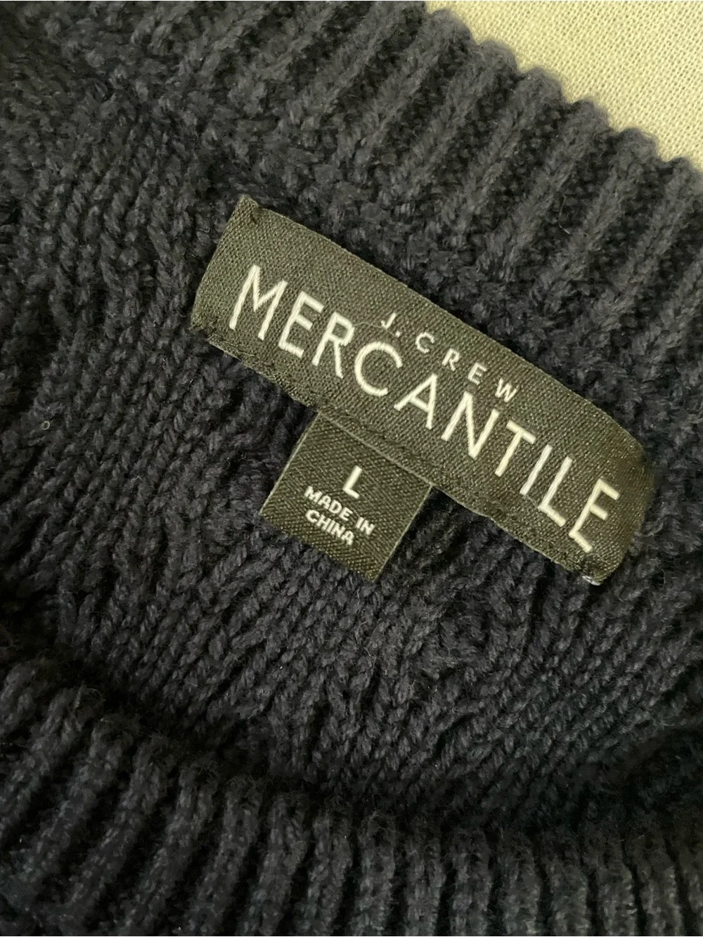 J. Crew Mercantile Men’s Navy Cable Knit Crewneck fisherman Sweater